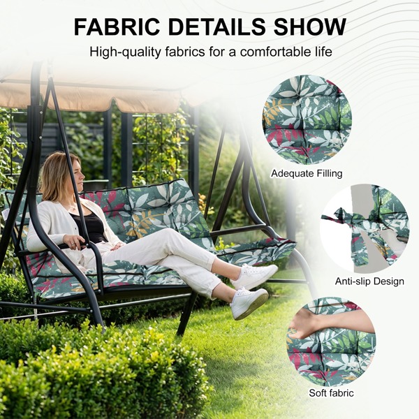 Outdoor Swing Cushions 55 Inch Waterproof 4 Inch Thick Replacement Seat with Backrest Ties