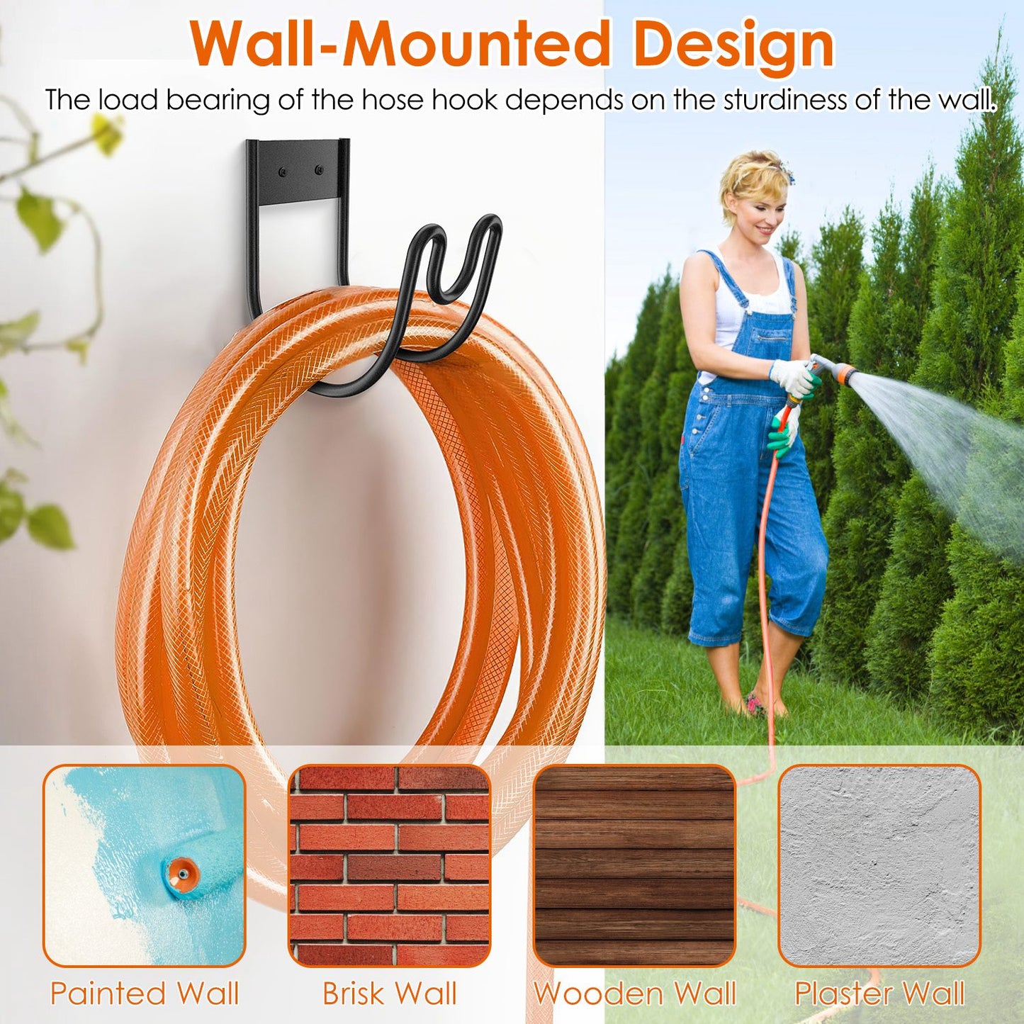 Heavy Duty Garden Hose Holder Stainless Steel Wall Mount Organizer 2 Pack
