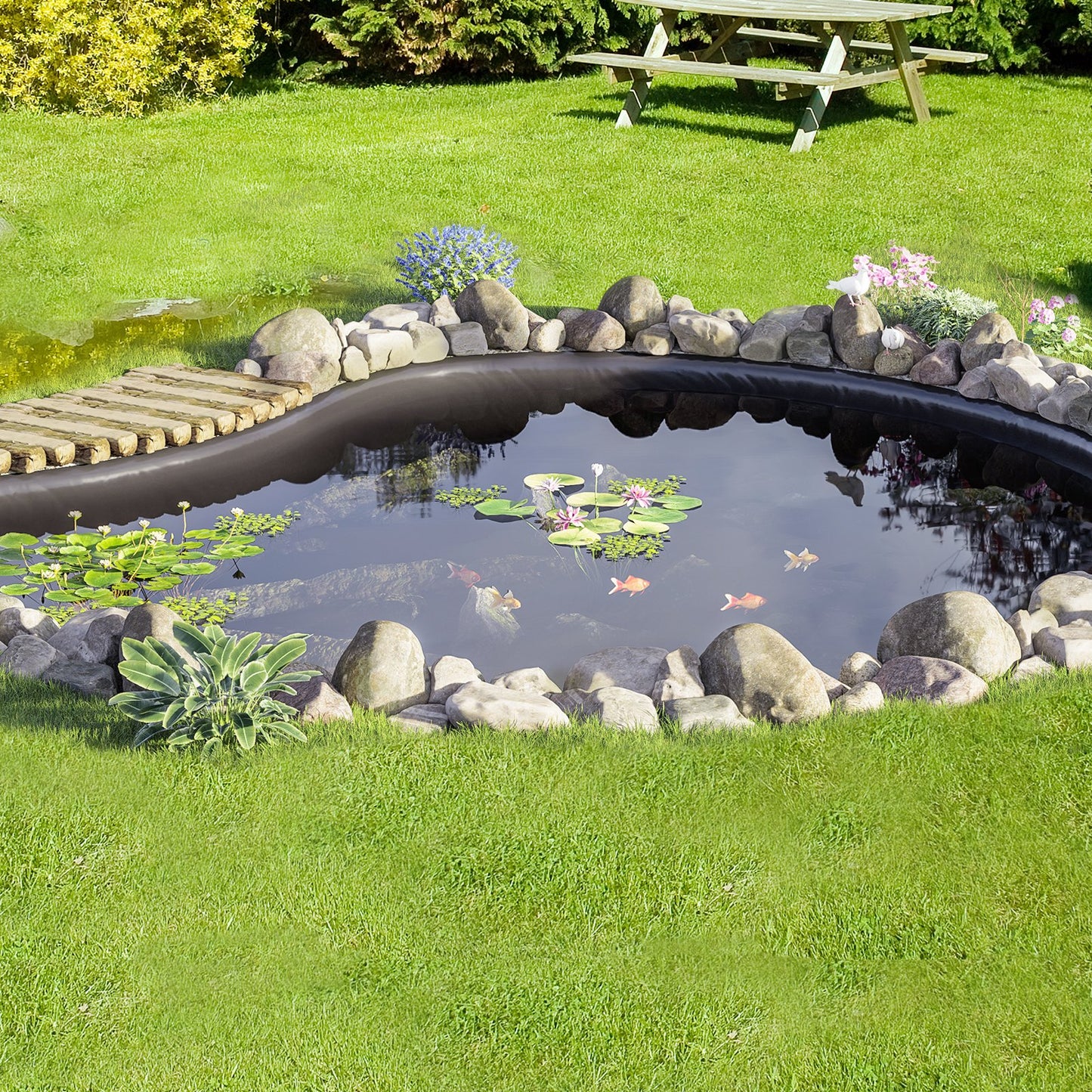 20x25 ft Pond Liner - 45 Mil Thick EPDM Water Garden & Fish Pond Underlayment