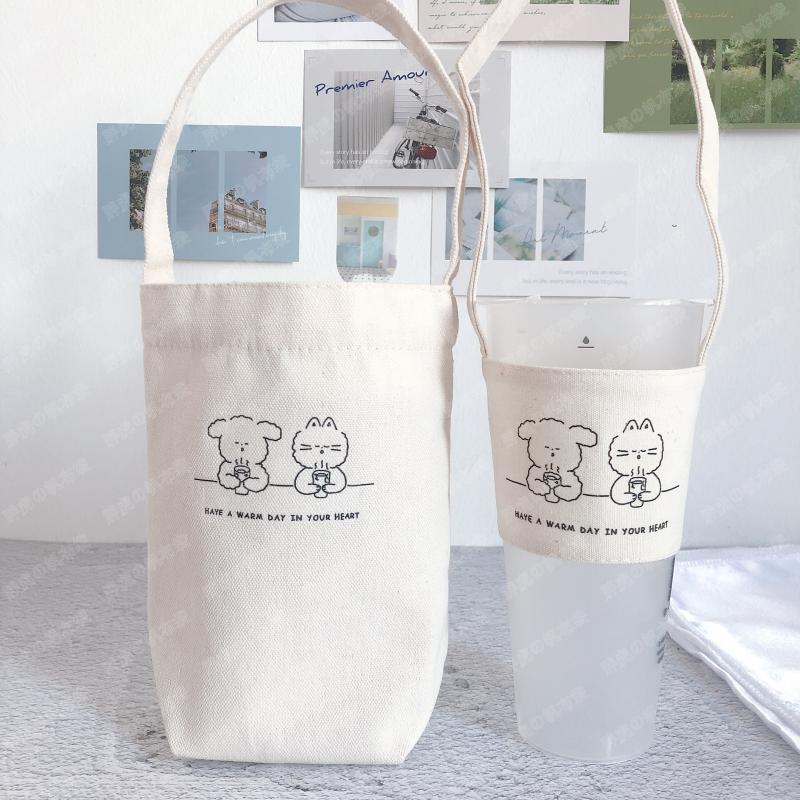 Eco-Friendly Canvas Tote Bag with Universal Cup Set - Multiple Styles