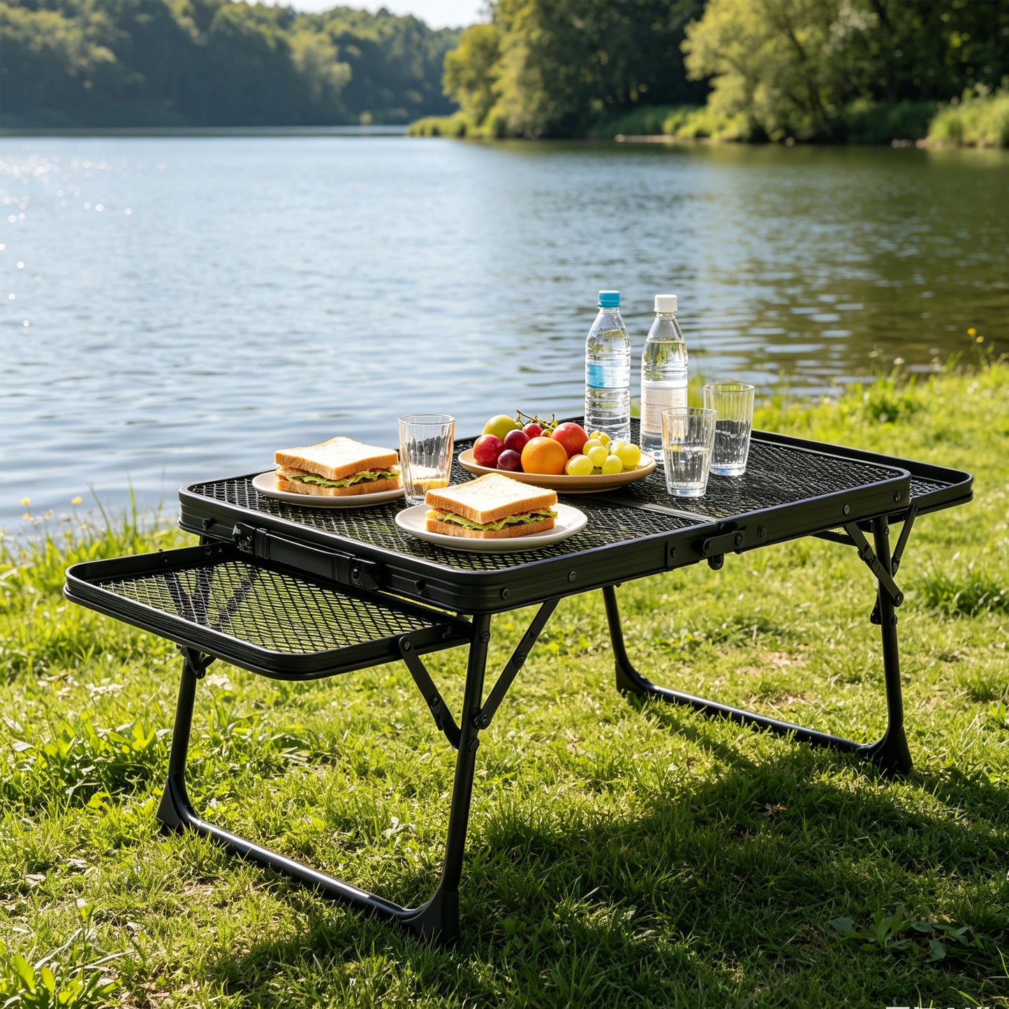 3 Ft Folding Grill Table - Portable Height Adjustable Picnic Table