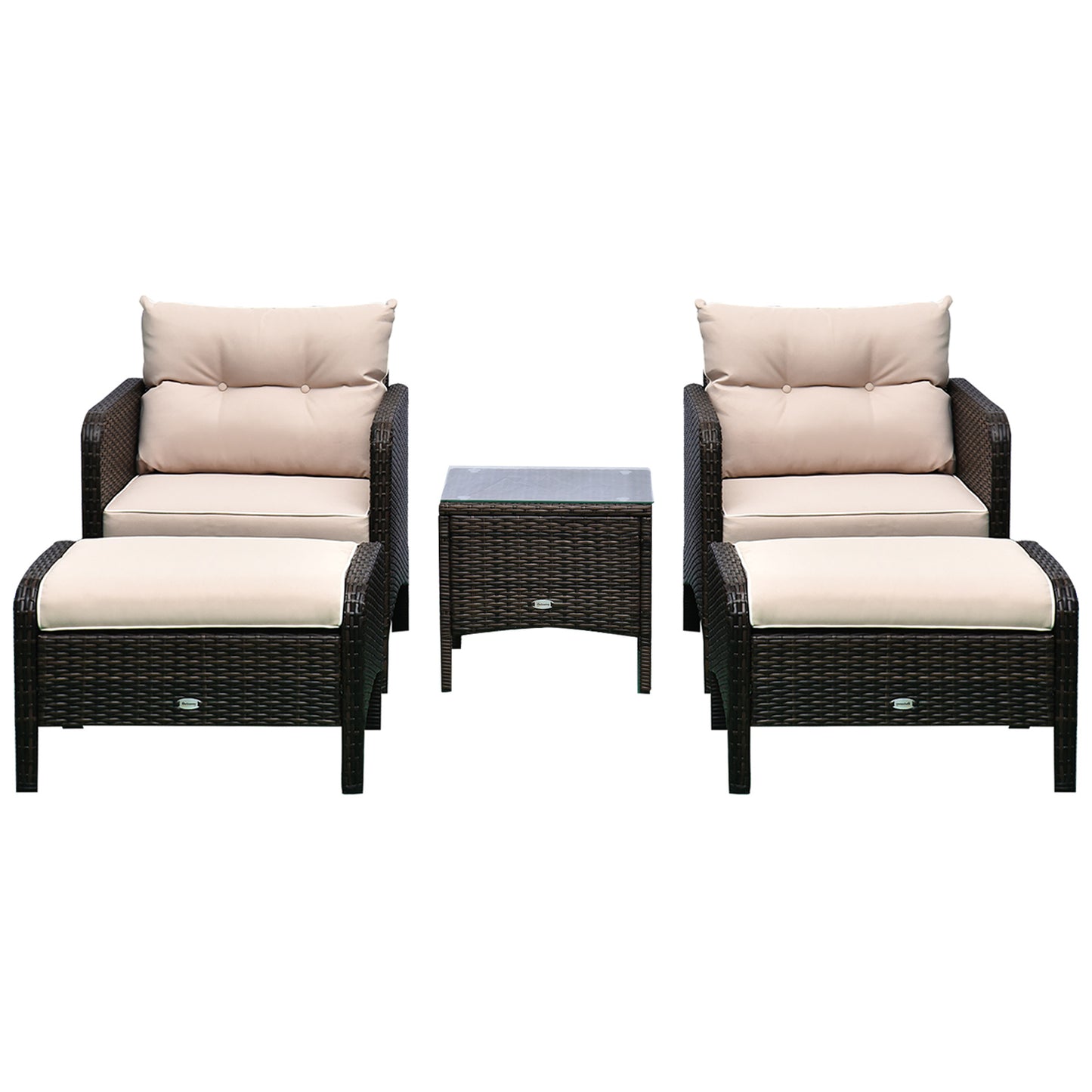 5-Piece Rattan Wicker Outdoor Patio Conversation Set