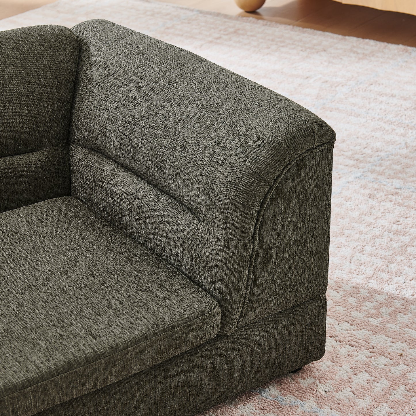 Oversized Dog Sofa Bed with Linen Fabric & Curved Armrest - Dark Gray