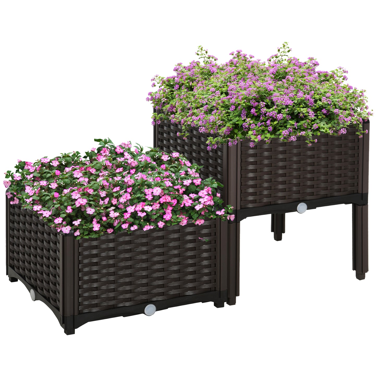 Raised Garden Bed with Legs Self-Watering Planter Box for Flowers Herbs Vegetables - Brown