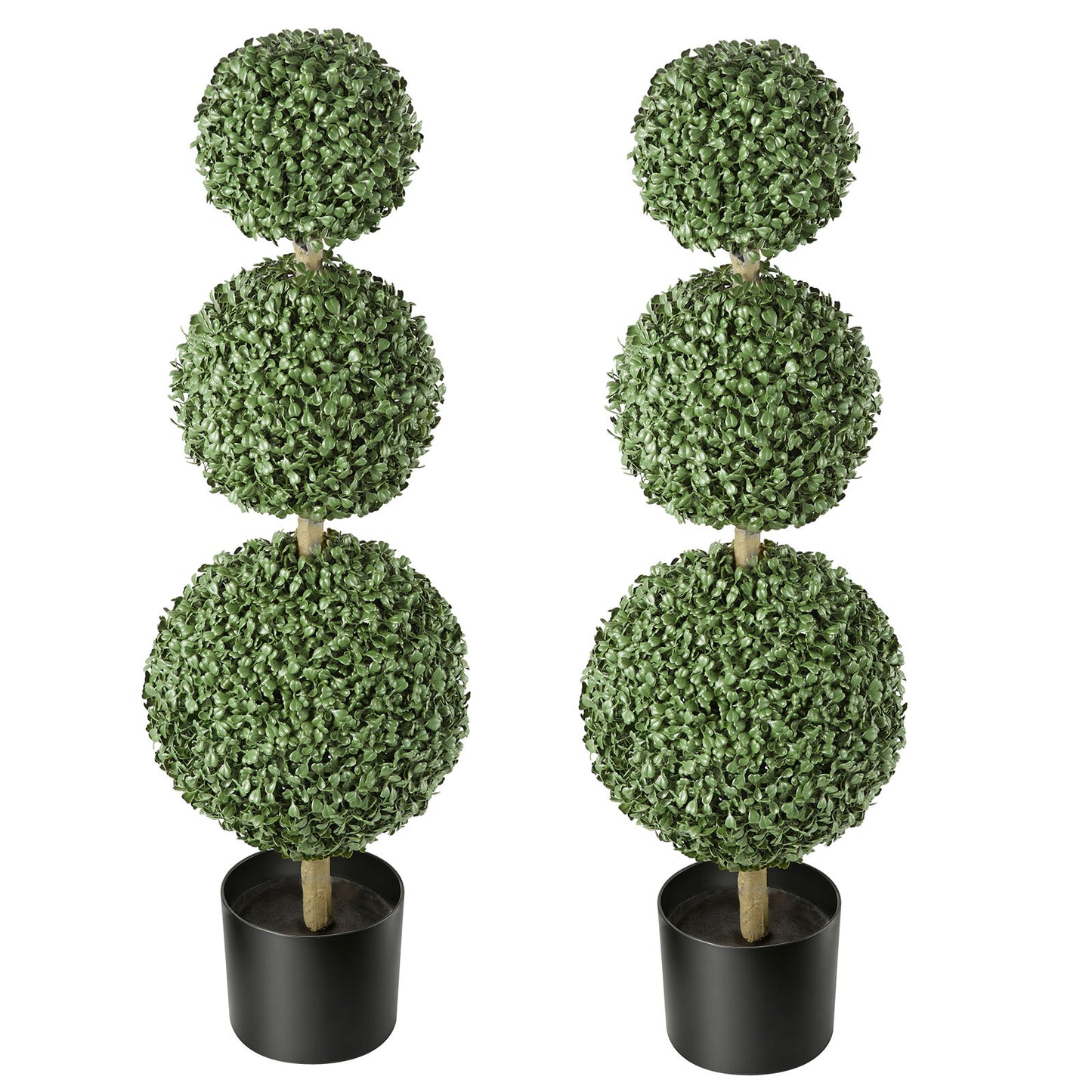 Artificial Boxwood Topiary Set of 2, 3 Ft Faux Greenery for Indoor & Outdoor Decor