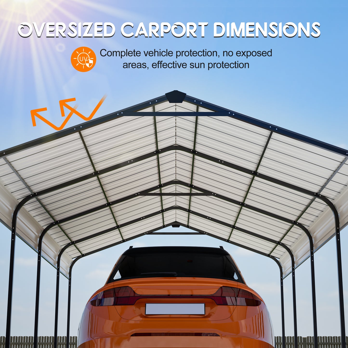 12X20 FT Metal Carport, Outdoor Car Shelter All Weather, Heavy Duty