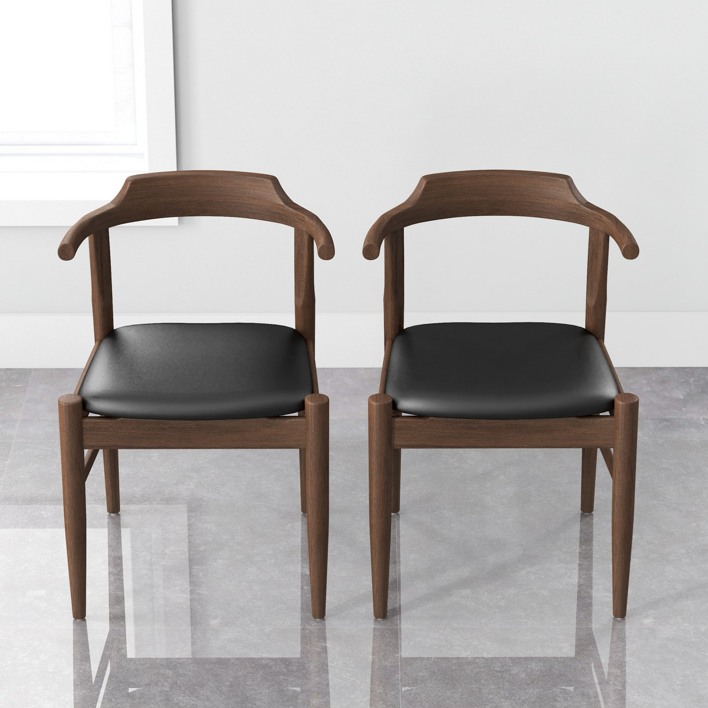 New Design Mid-Century Modern Leather Dining Chair Set Of 2