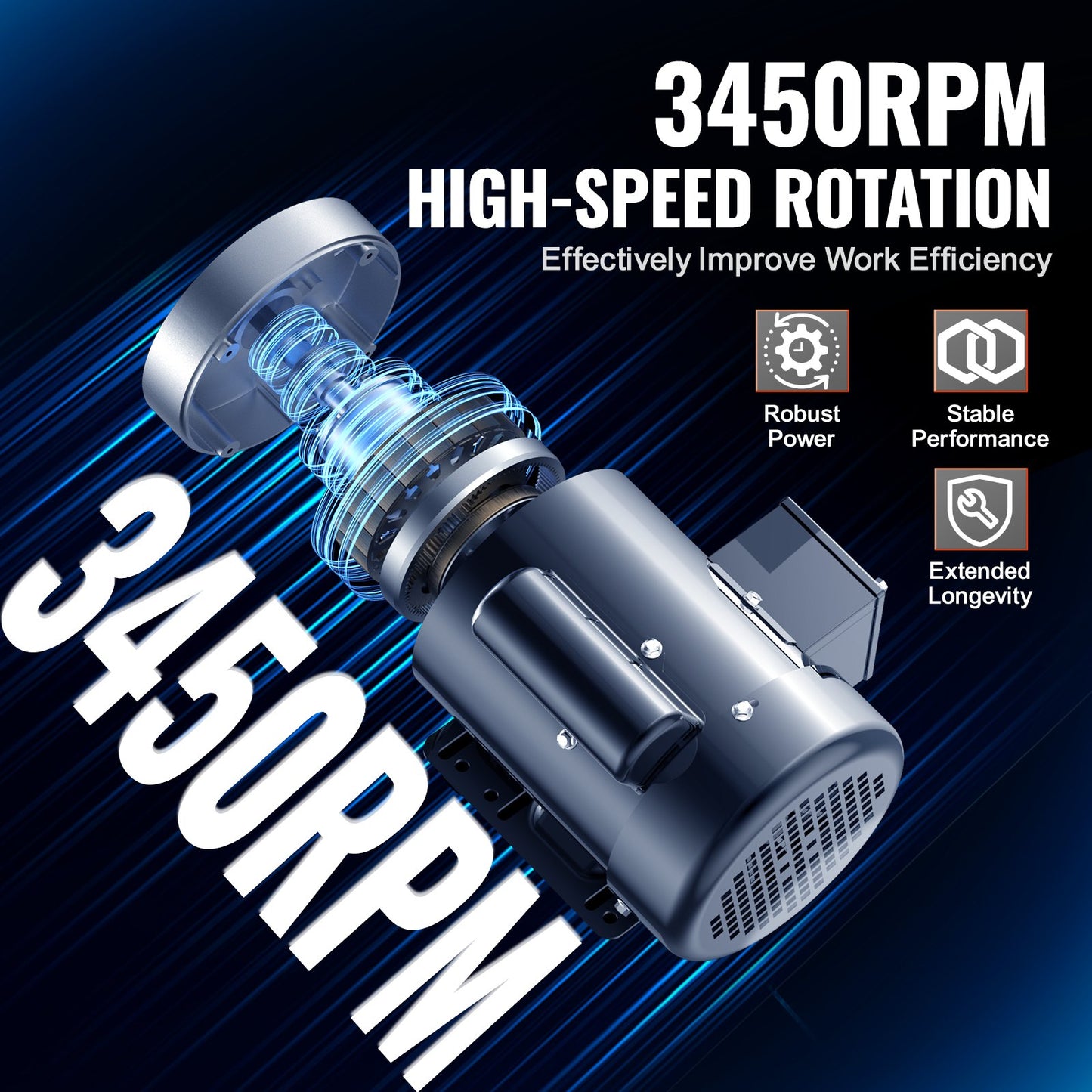 1HP Air Compressor Electric Motor 3450 RPM AC 115V/230V CW/CCW Reversible 56C Frame