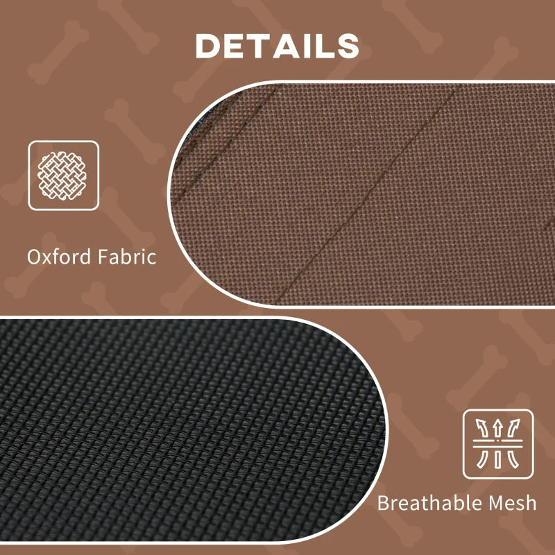 Portable Elevated Dog Bed with Canopy Shade - 36 Inch, Coffee