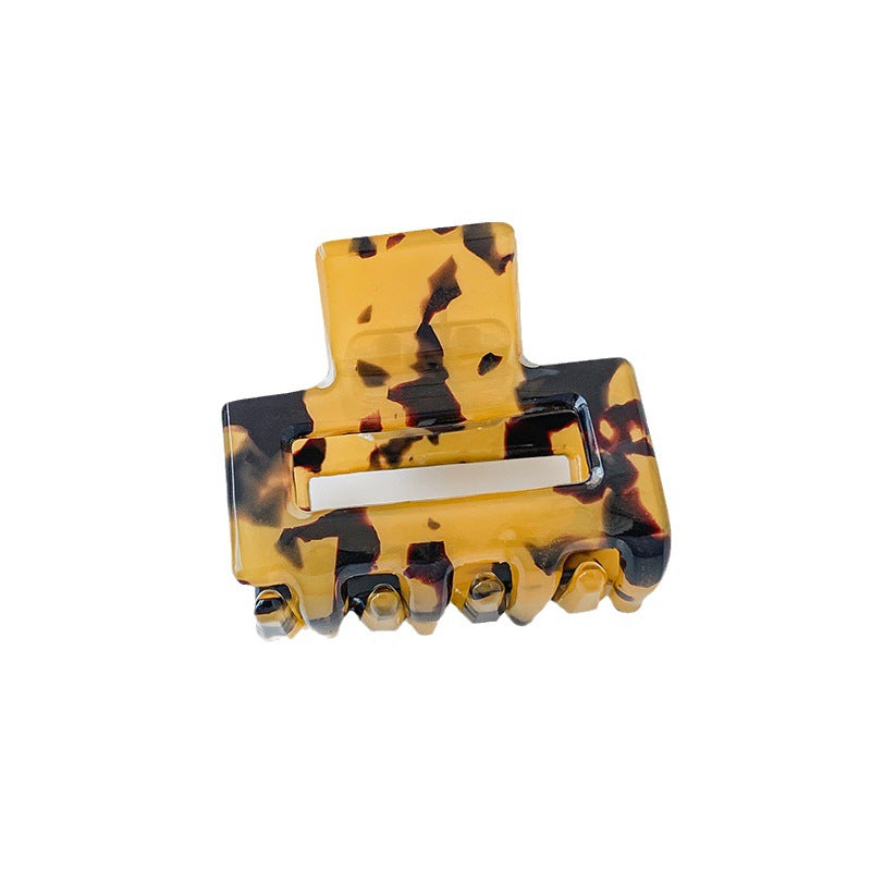 Small Leopard Print Hair Clip Women Checkered Square Hairpin Fashion Accessory
