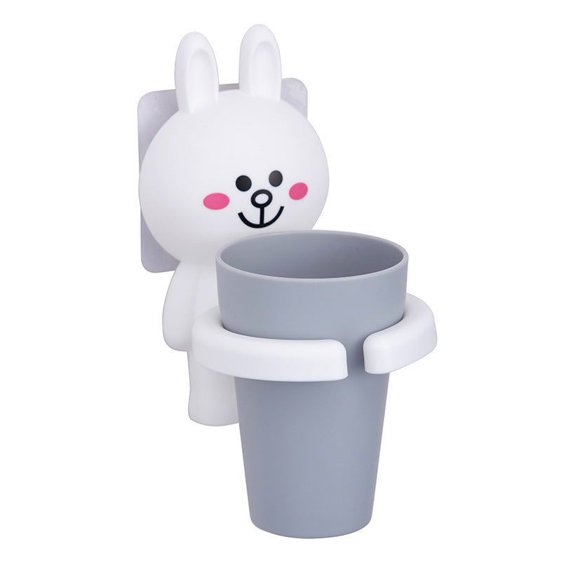 Children's Toothbrush Cup Holder Rack with Suction Cup - Multiple Colors