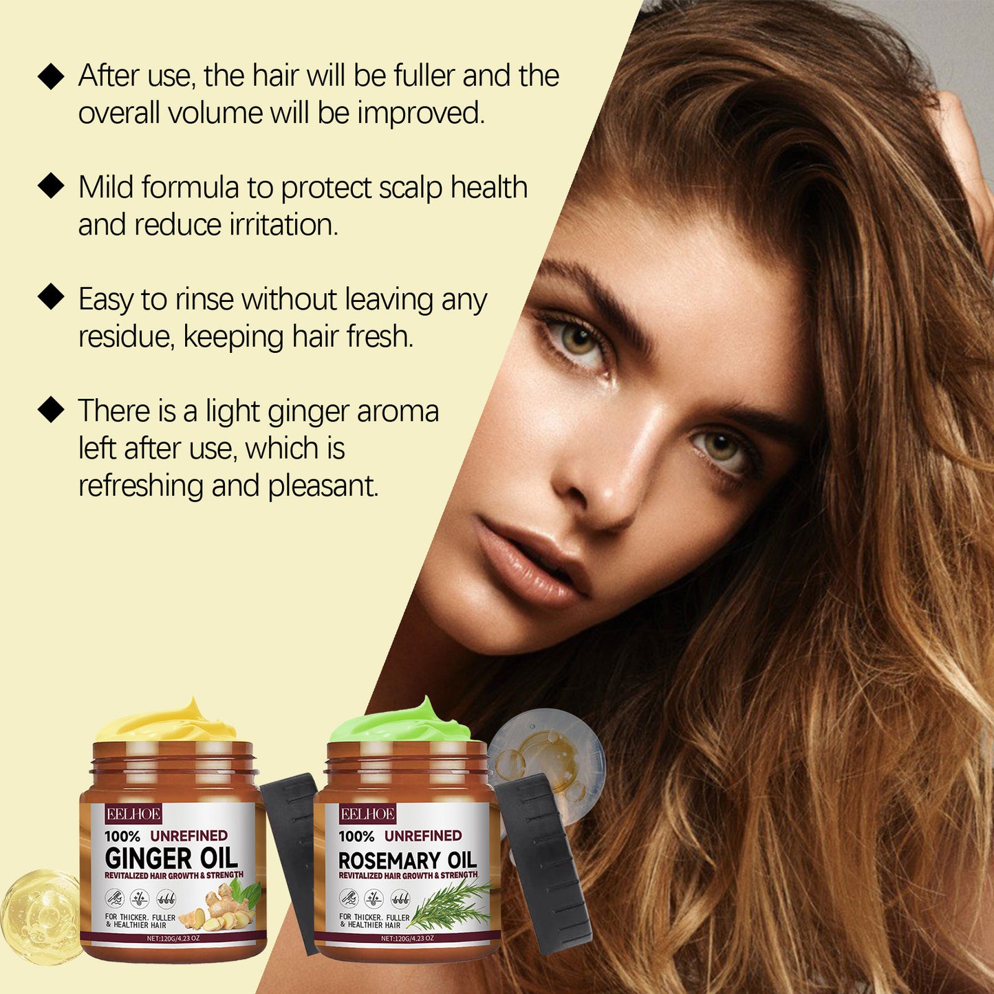 Ginger and Rosemary Hair Conditioner for Dry Hair Repair and Frizz Control