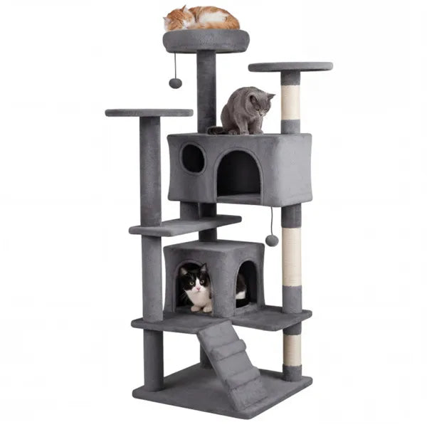 52-Inch Multi-Cat Tall Cat Tree Tower with Perches, Condos & Scratching Posts