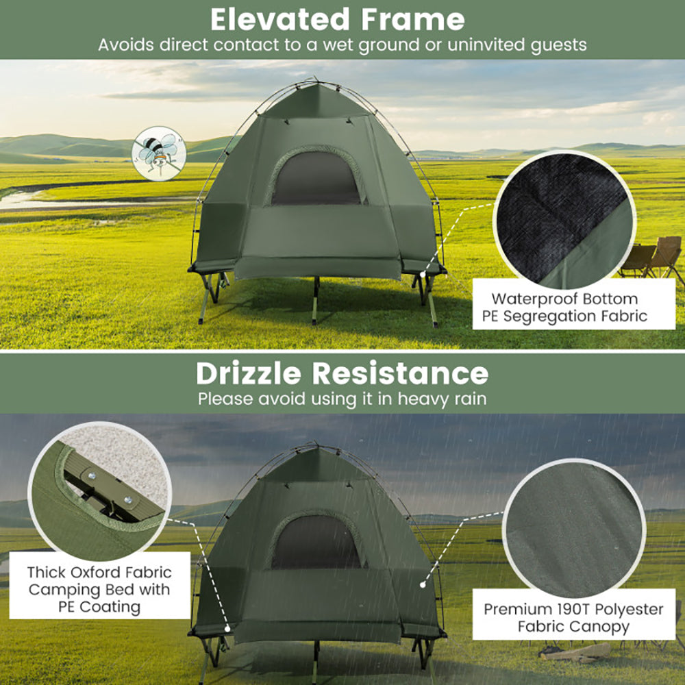 Multifunctional Foldable Camping Tent Cot with Air Mattress & Sleeping Bags