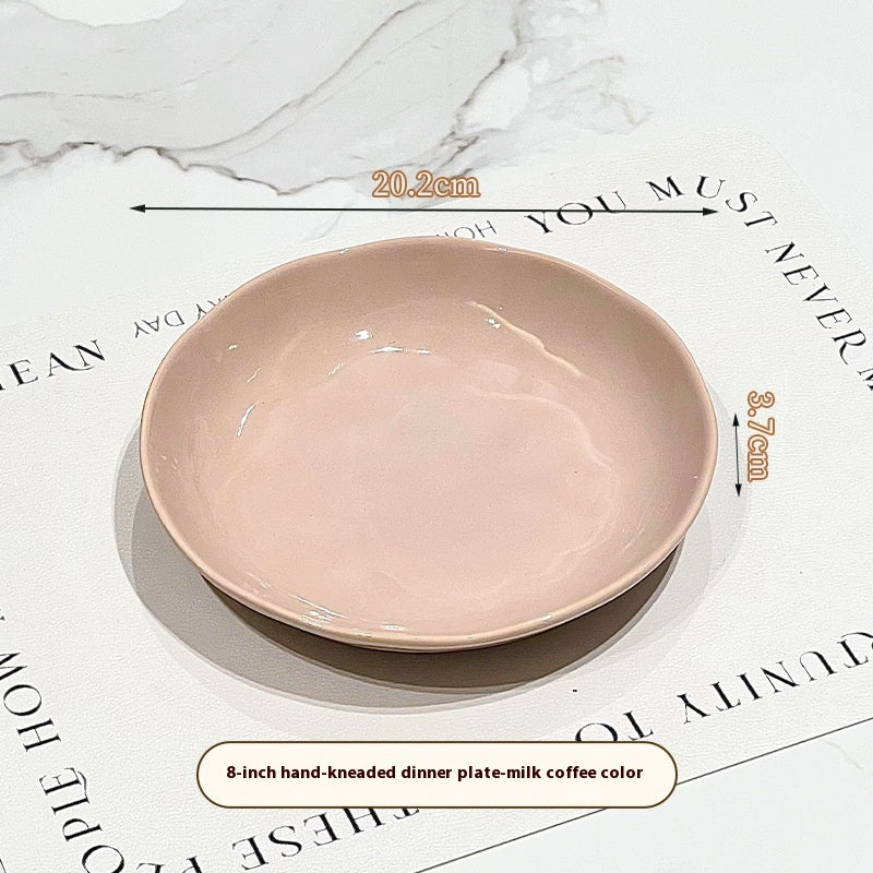 8-Inch Ceramic Dinner Plate - Deep Round Food Plate for Kitchen & Dining