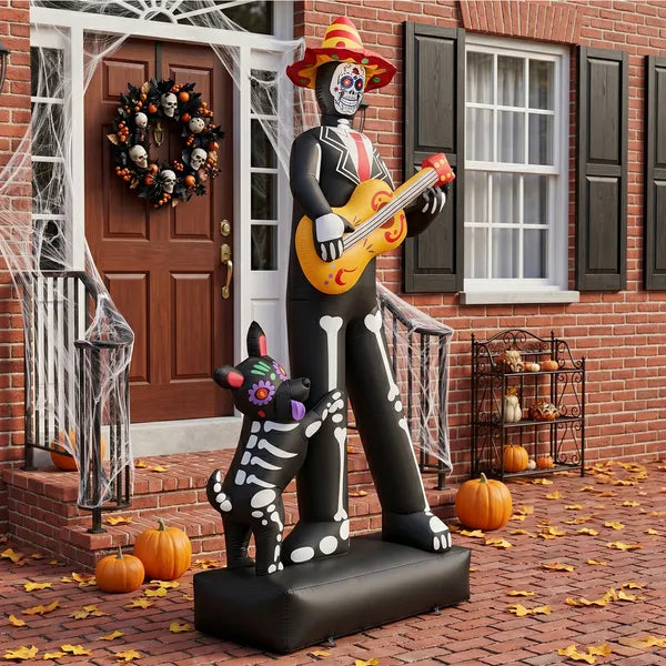 7.3ft Halloween Inflatable Ghost Musician with Dog - 6 LEDs