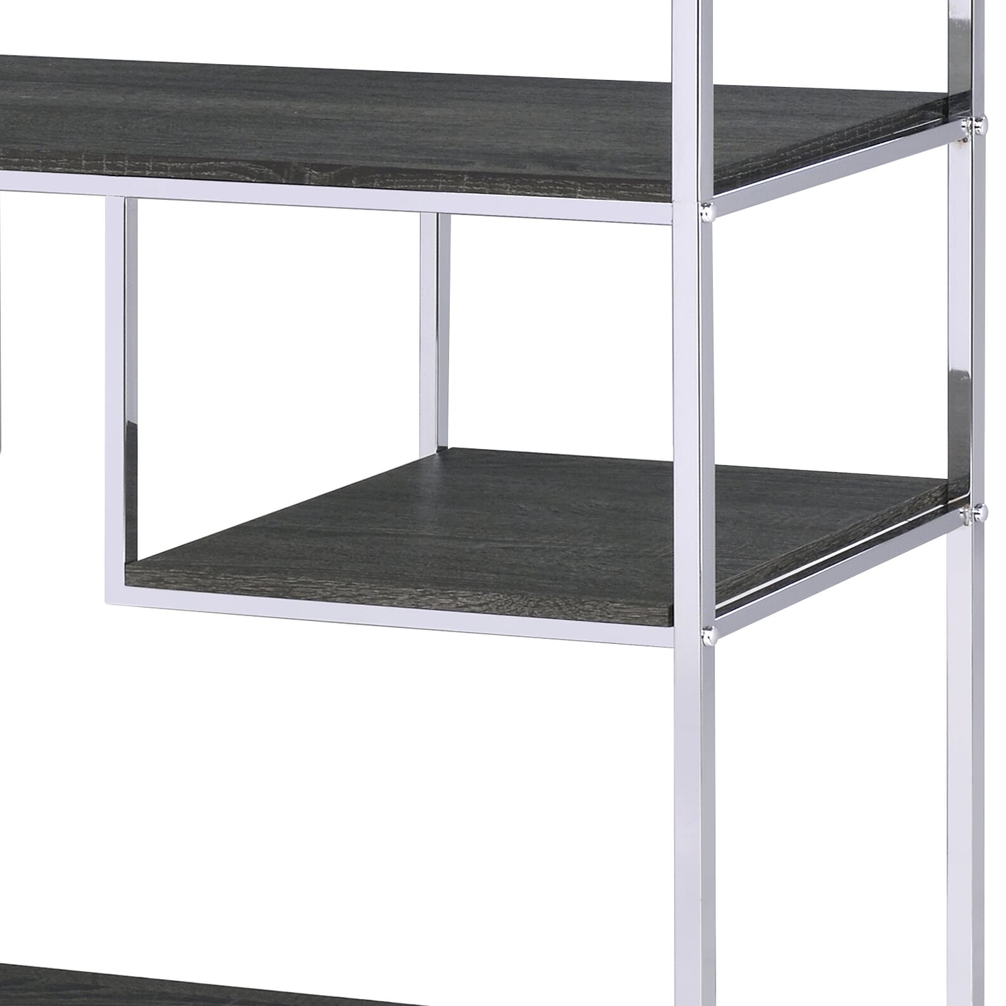 Rustic Gray Oak & Chrome Bookshelf - 7 Shelves, 72" Tall