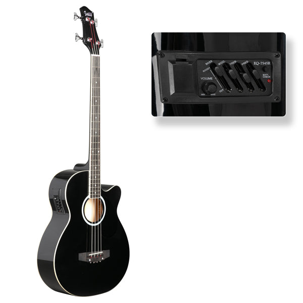 4-String Electric Acoustic Bass Guitar with EQ - Black