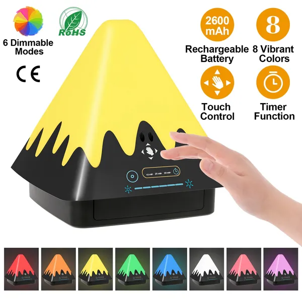 Touch Control Night Light 8-Color Change Dimmable Table Lamp Portable Timer