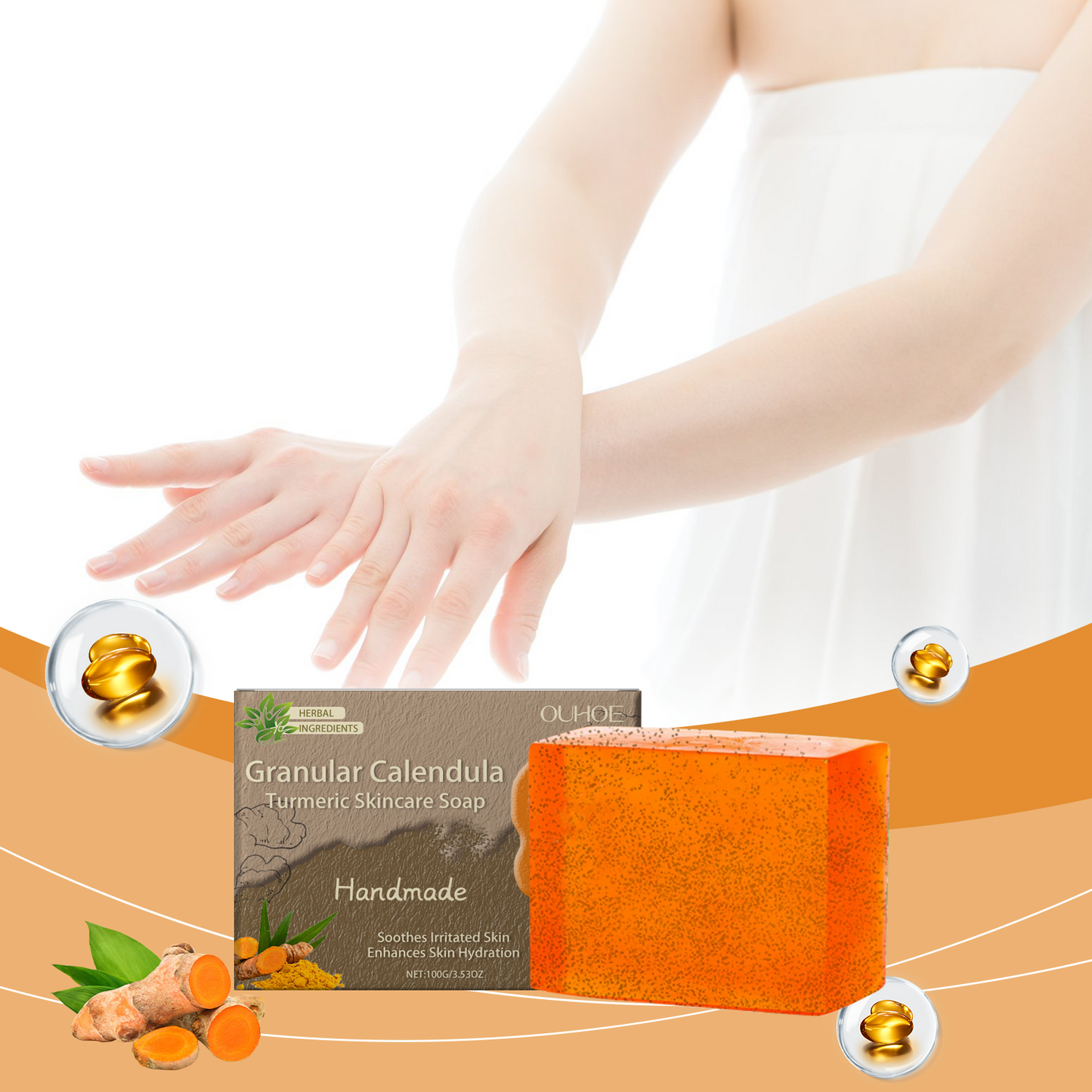 Calendula Turmeric Body Soap - Deep Pore Cleansing & Moisturizing Bar