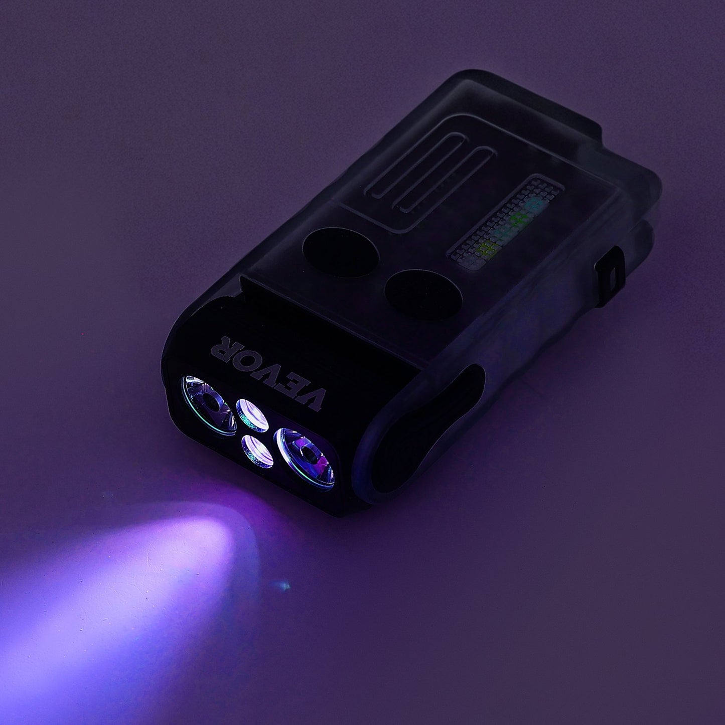 Mini LED Keychain Flashlight with Clip and Magnetic Tail - Black