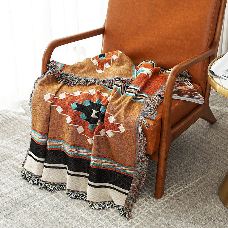 Outdoor Camping Sofa Throw Blanket Bohemian Geometric Pattern 130x160cm or 160x220cm