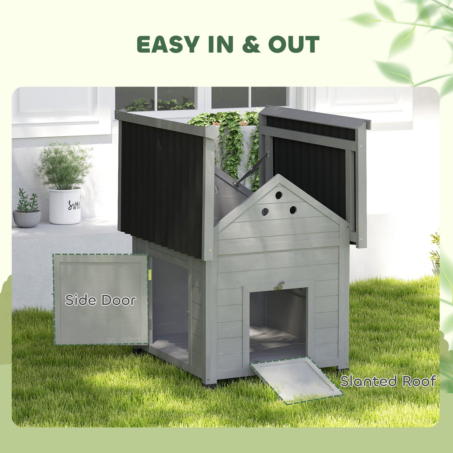 Wooden Pet House with Openable Roof & Double Doors - Suitable for Ducks