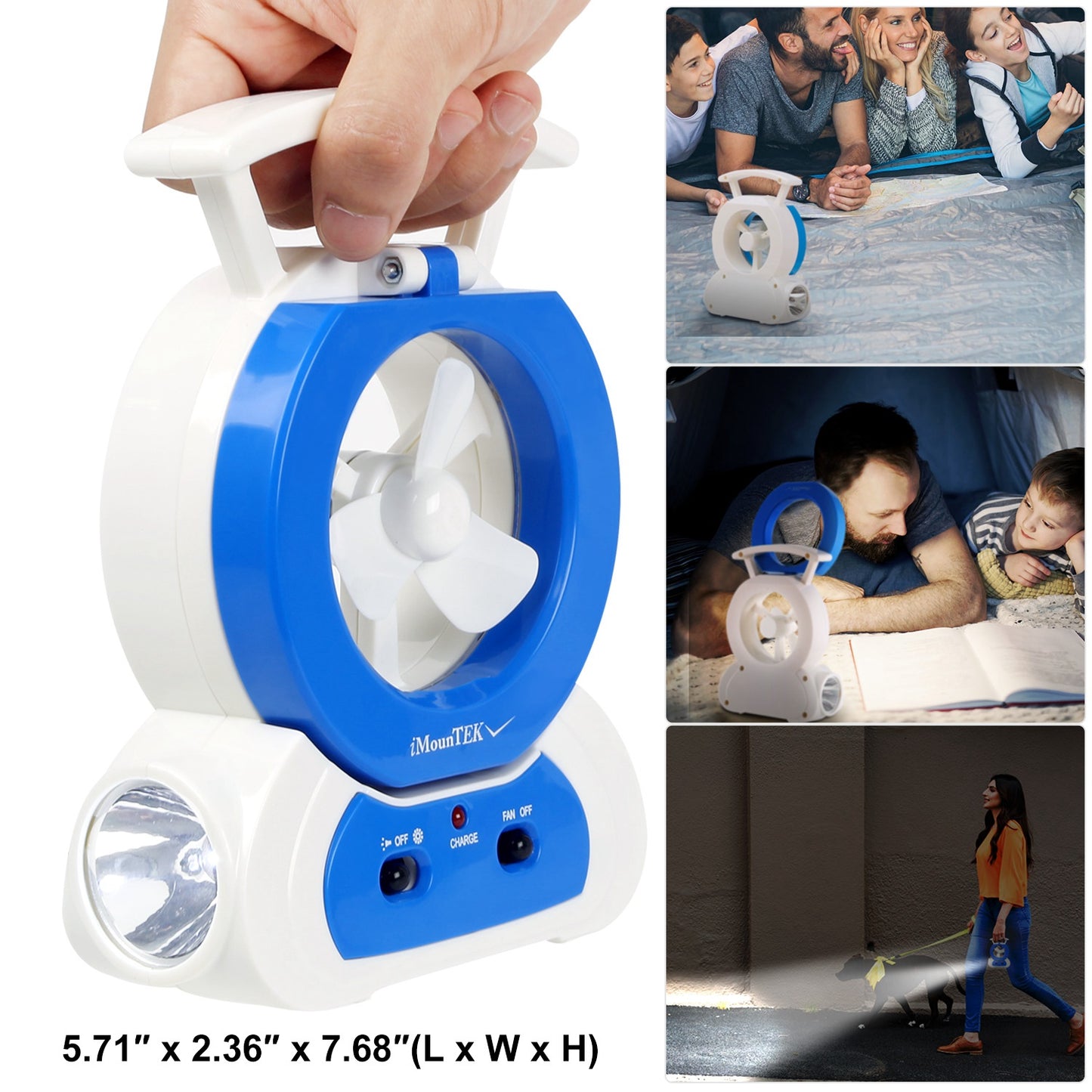 Multi-Functional Desk Fan with 180° Adjustable LED Lamp and Flashlight