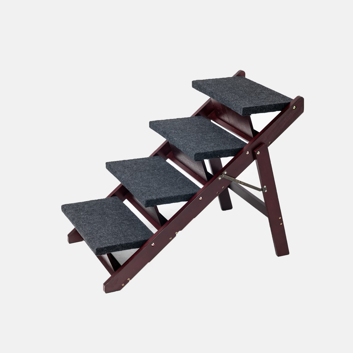 Foldable Wooden Dog Stairs & Ramp - 4 Levels Pet Access Ladder for Beds & Cars