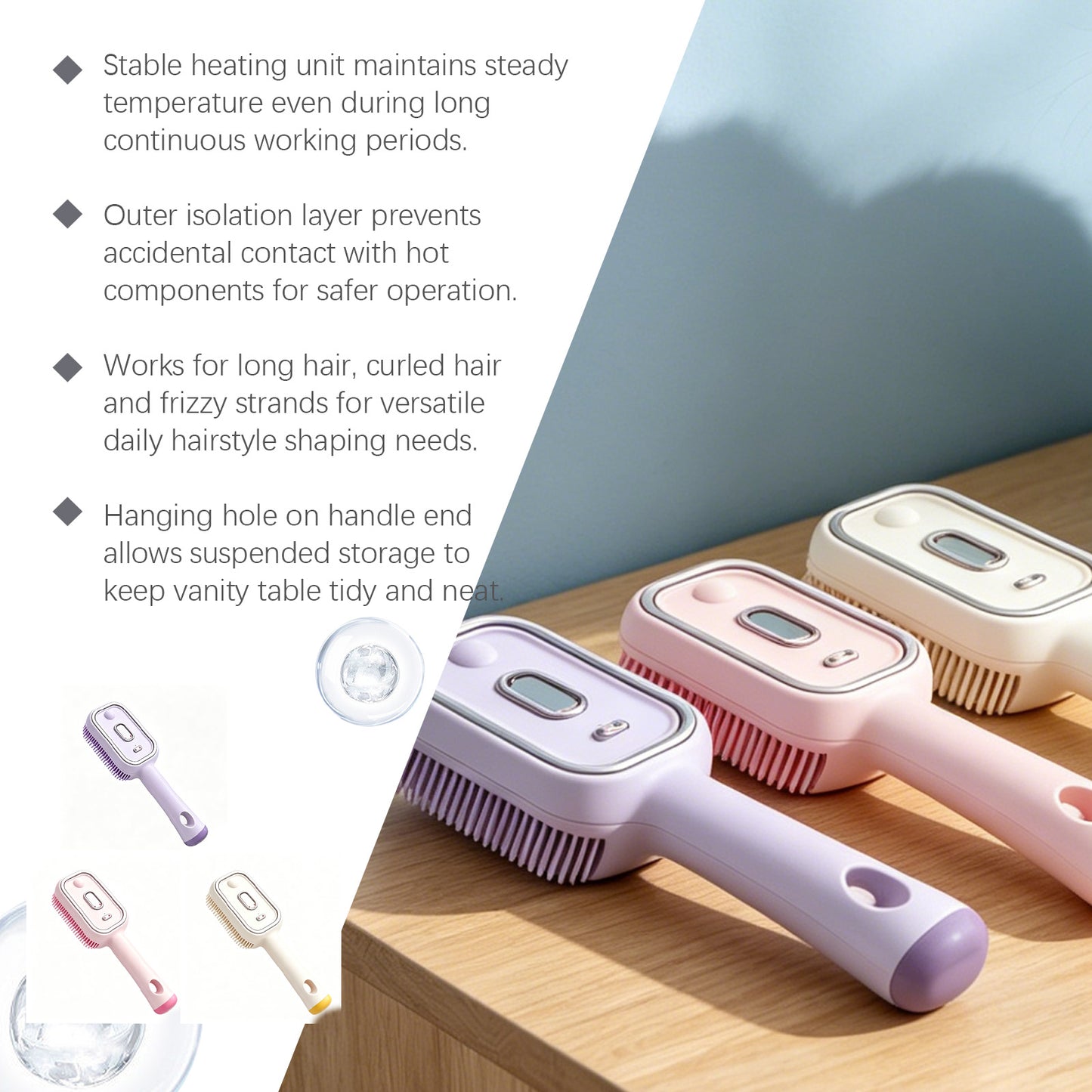 Electric Mist Massage Comb for Face Skin Care - Purple