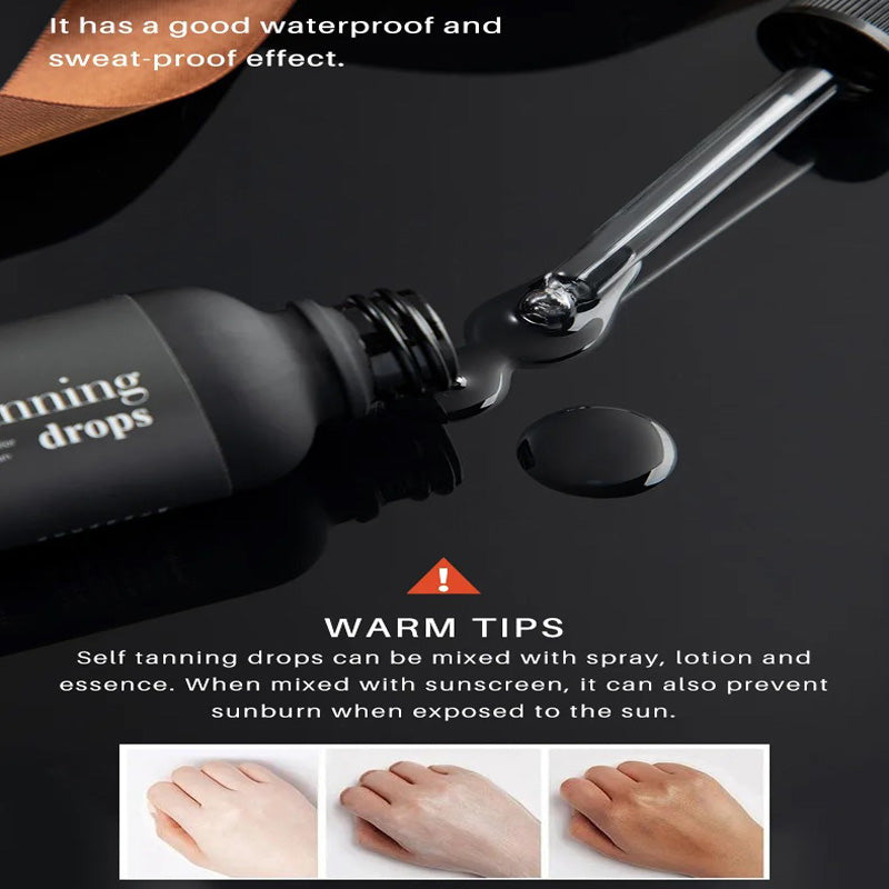 Natural Organic Self Tanning Drops - Hydrating Bronzing Serum for Face & Body