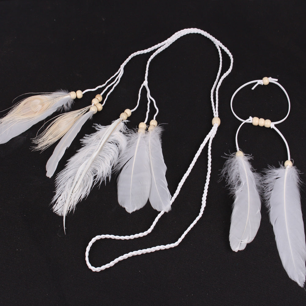 Ethnic Wind Beach Feather Hair Band & Hair Accessories Set - Bohemian Style