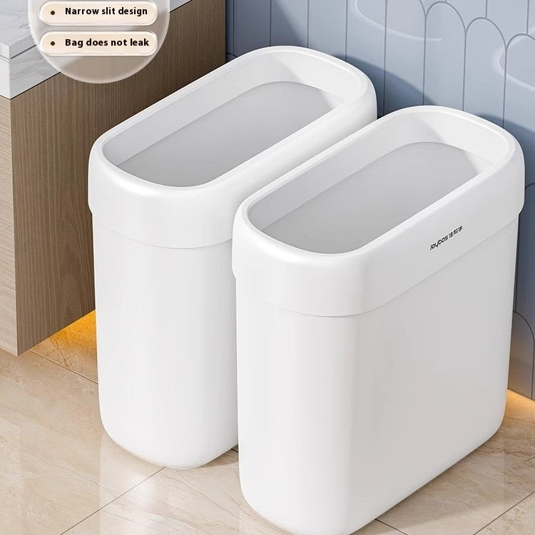 Large Capacity Bathroom Trash Can with Lid - Durable Plastic Waste Bin