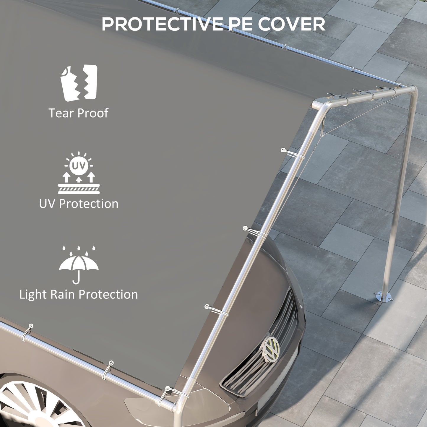 10x20 ft UV Resistant Carport Canopy Replacement Cover - Dark Gray