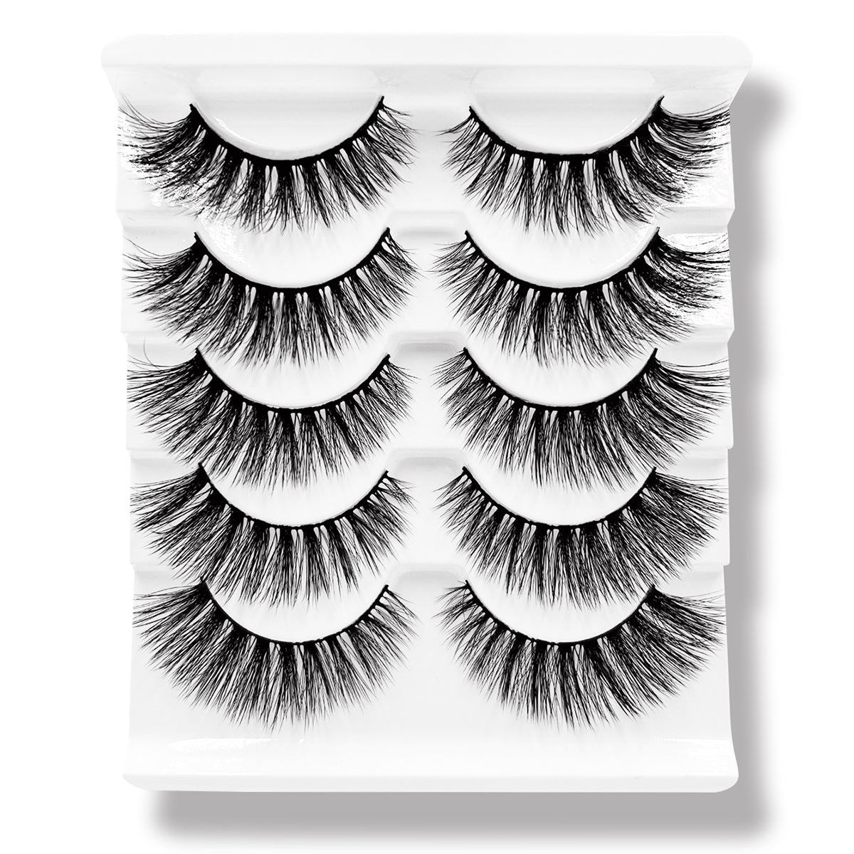3D Faux Mink False Eyelashes - Voluminous Cluster Style, 5 Pairs