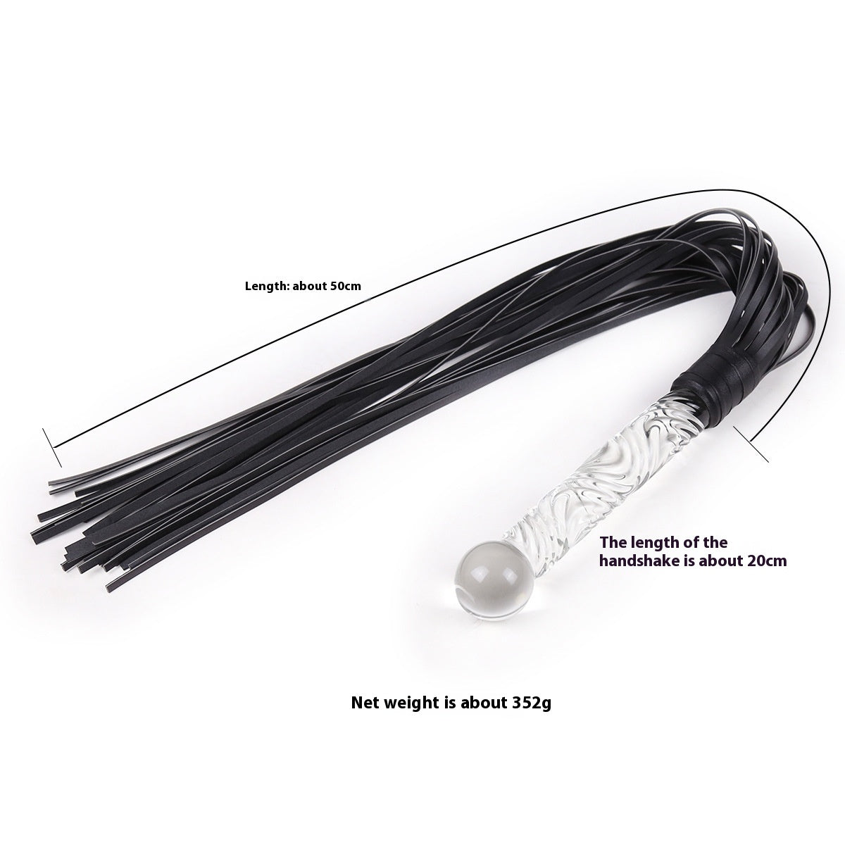 Silicone Adult Bondage Whip - Crystal Glass Style Sex Toy for Sensual Play
