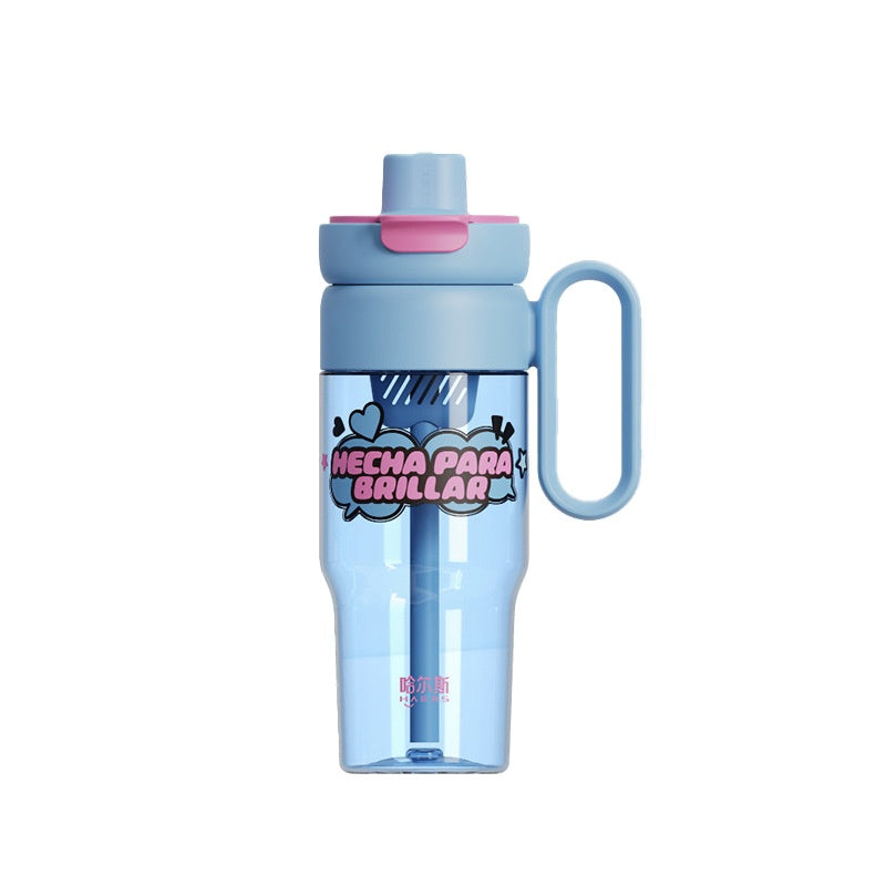 Large Capacity Reusable Water Bottle with Straw for Girls - 850ml