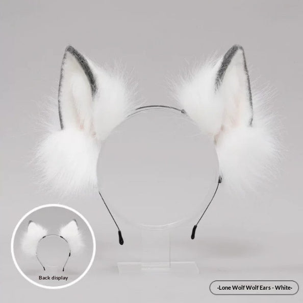 Wolf Ear Cosplay Headpiece & Tail Plush Accessory Set