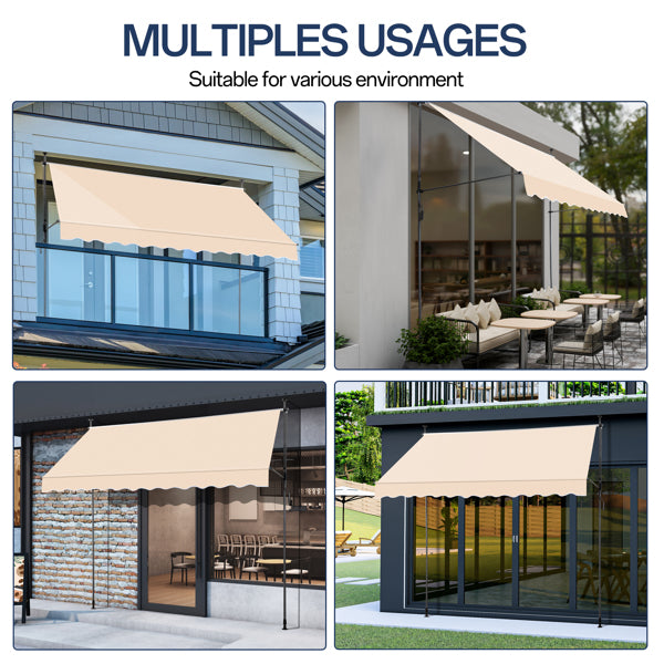 Retractable Patio Awning - Khaki Sun Shade Shelter
