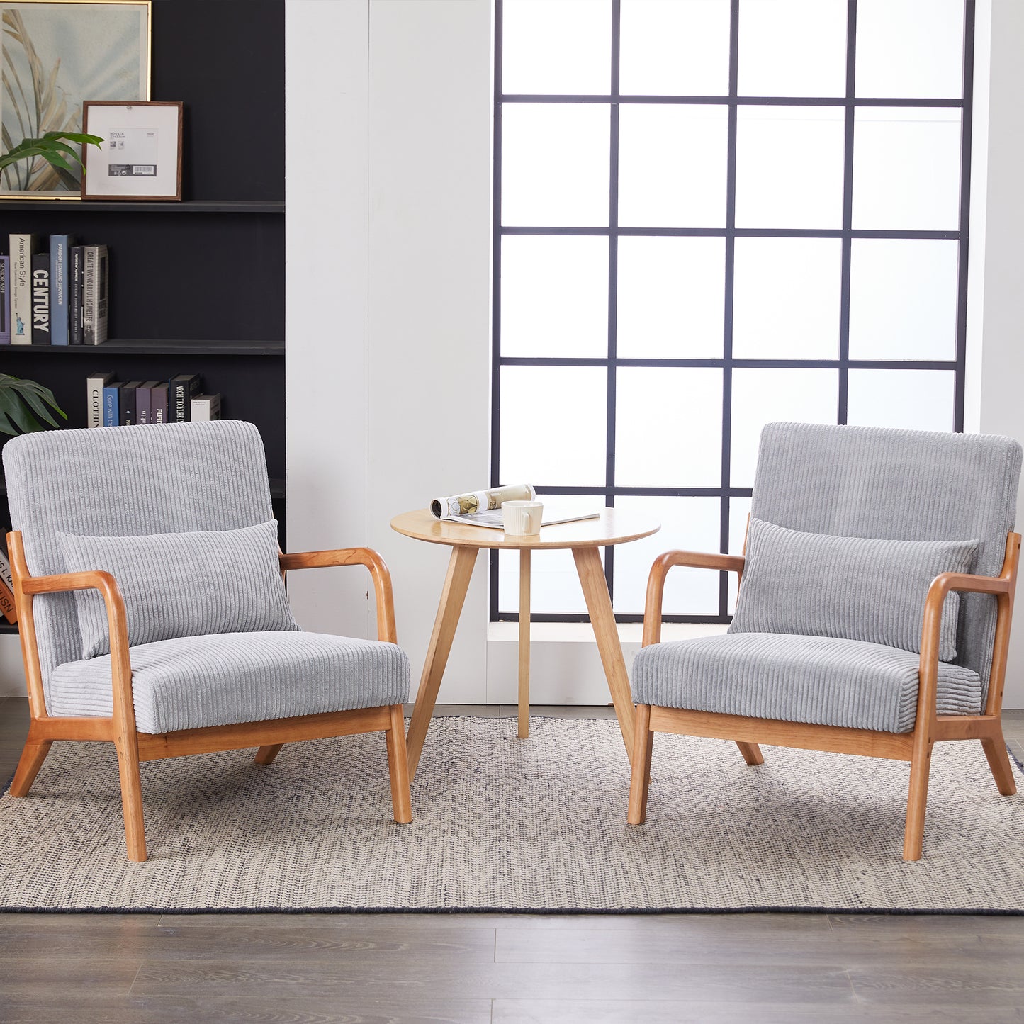 Mid-Century Modern Upholstered Accent Chair - Light Gray