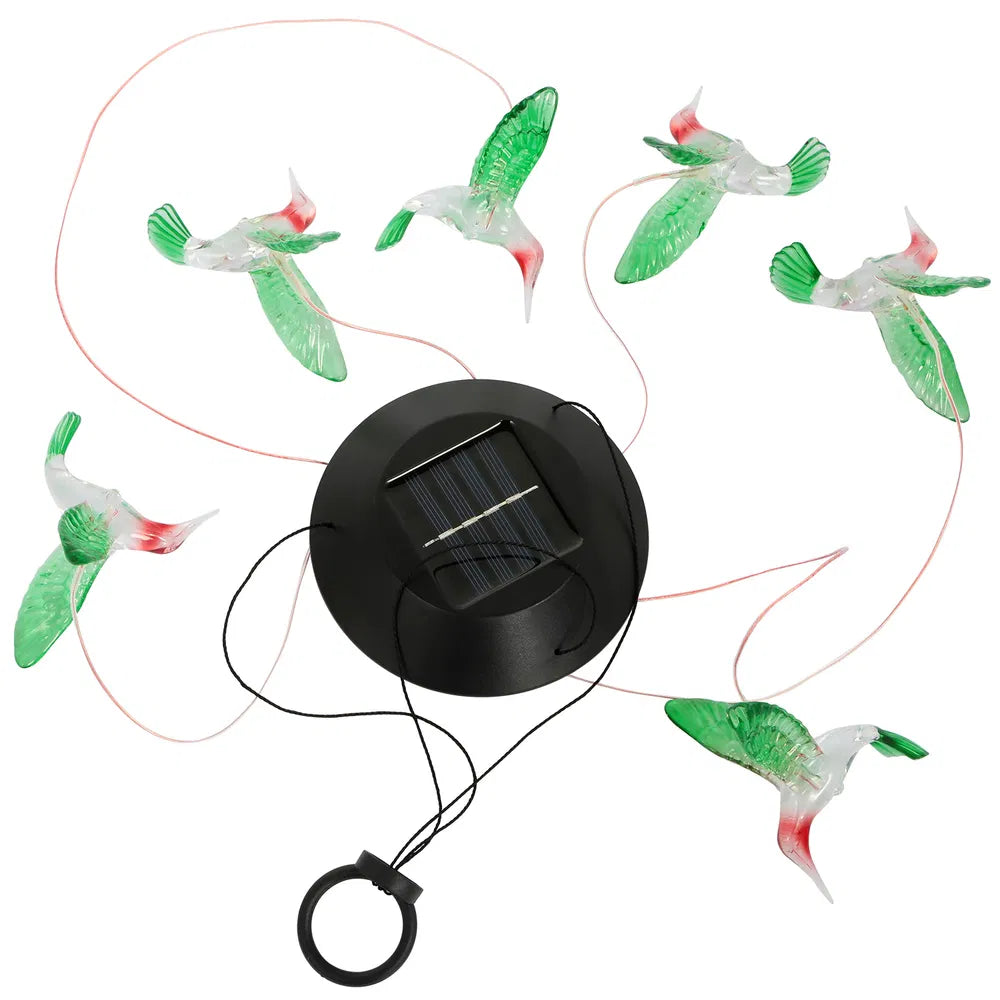 Solar Wind Chime String Lights with Hummingbirds, Color-Changing, Waterproof
