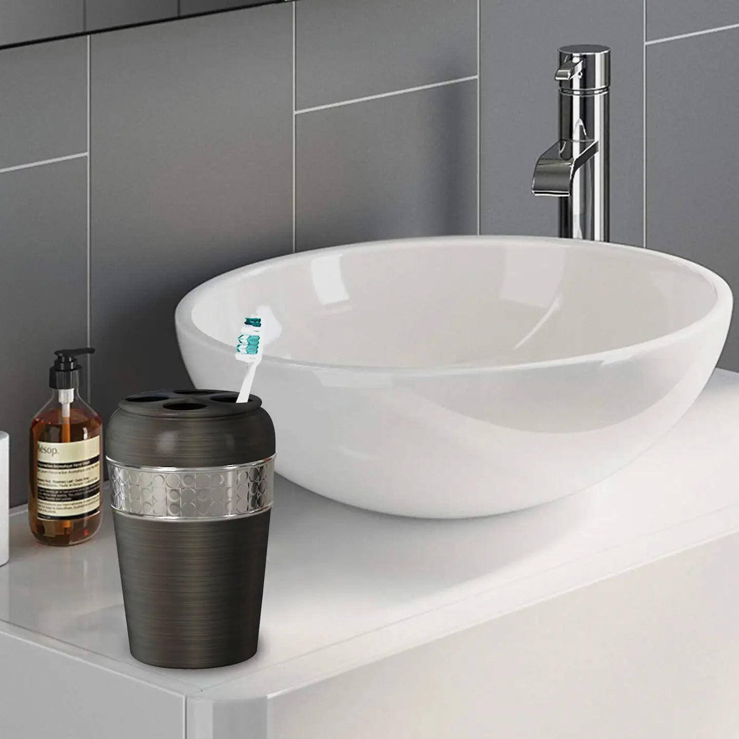 Stainless Steel Toothbrush Holder Compact Multi-Slot For