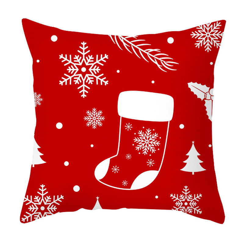Christmas Pillow Cover Cartoon Letter Print Cushion Cover for Sofa & Office