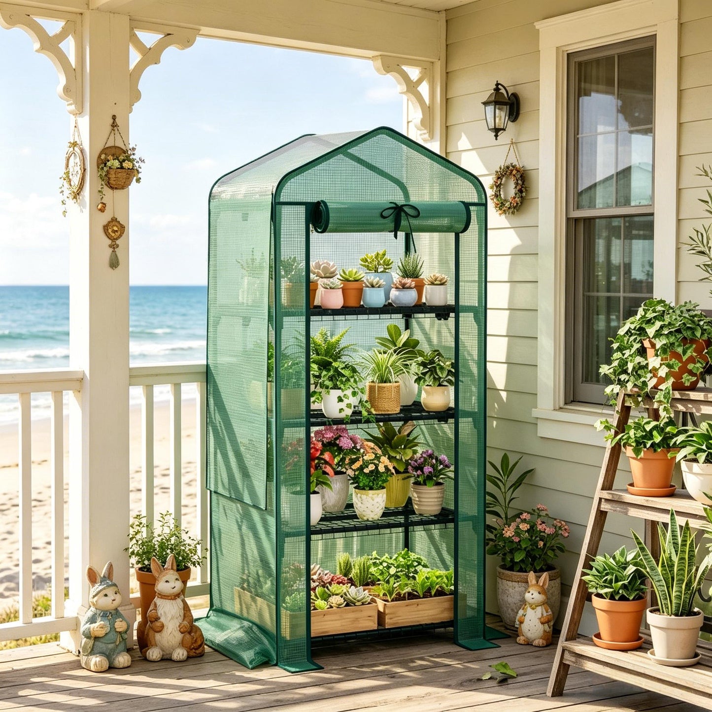 Portable Mini Greenhouse for Garden - Green & Dark Green