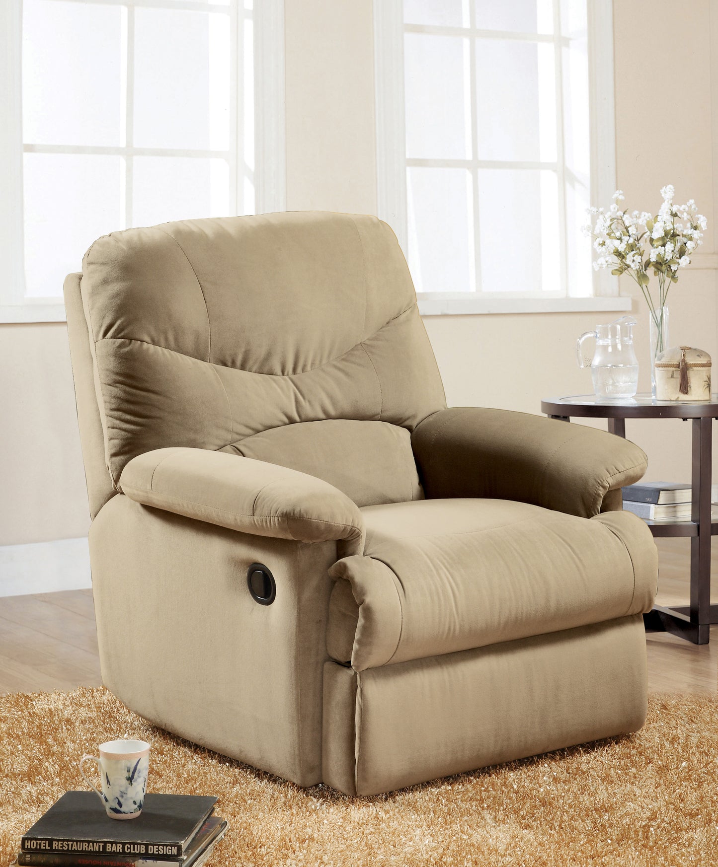 Beige Microfiber Motion Recliner - Comfortable & Stylish Design