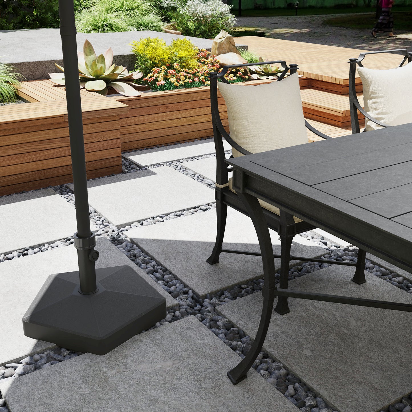 Heavy Duty Patio Umbrella Base Stand - 42 lbs with Sand, Black