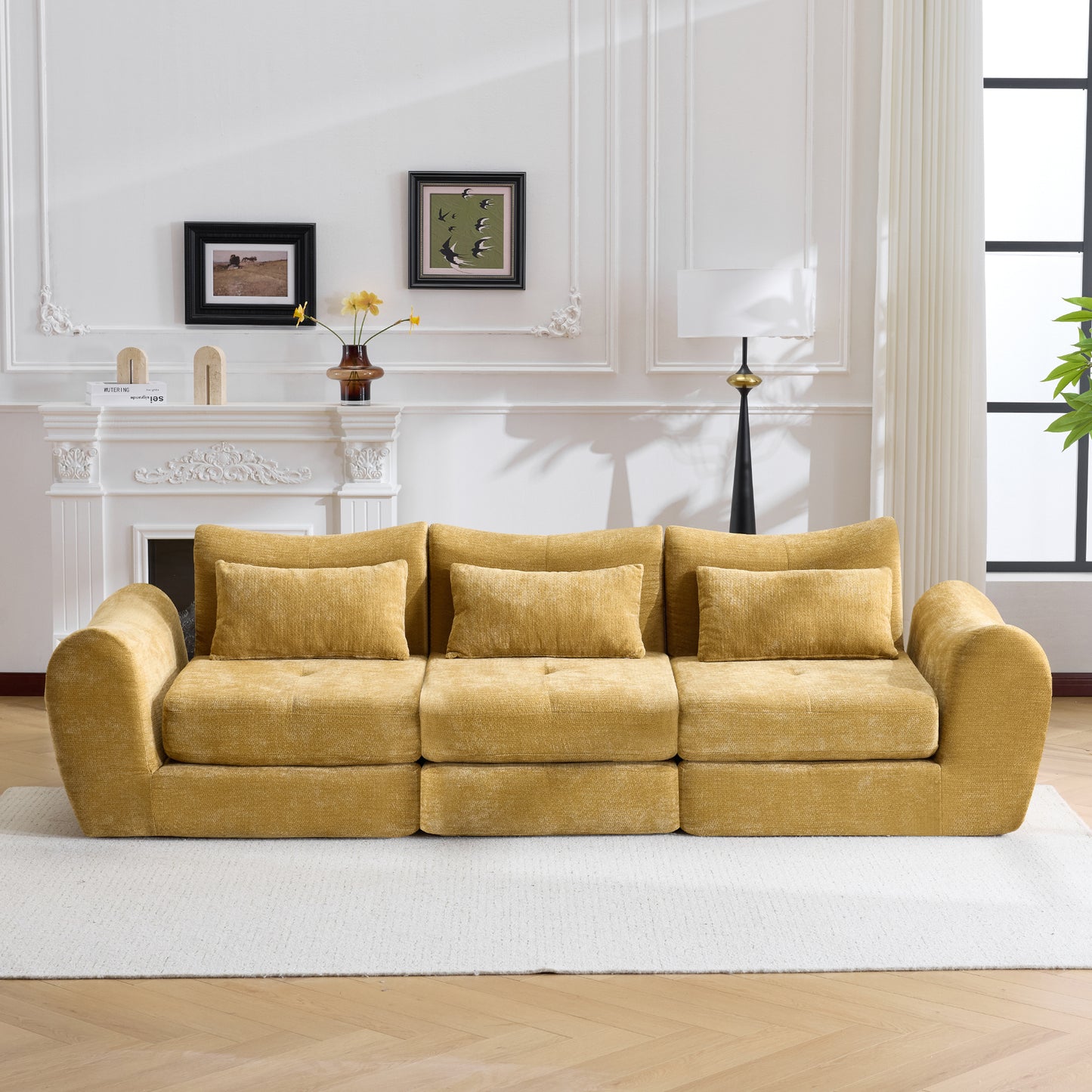 Modular Cloud Sofa Bed - Convertible Sectional Sofa in Yellow