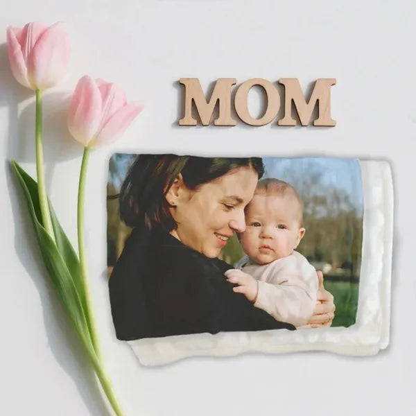 Custom Photo Flannel Blanket - Personalized Gift for Mother's Day