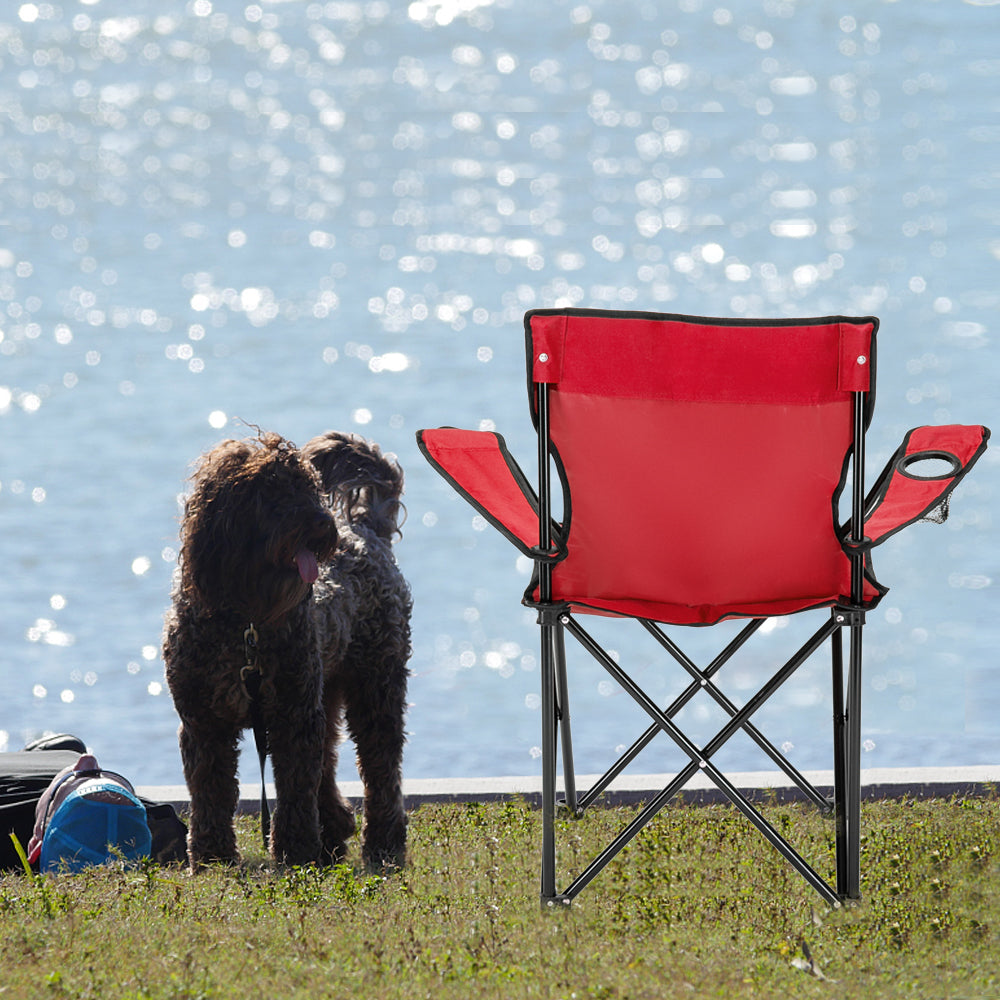 Portable Camping Chair - Red Oxford Cloth with Black Frame