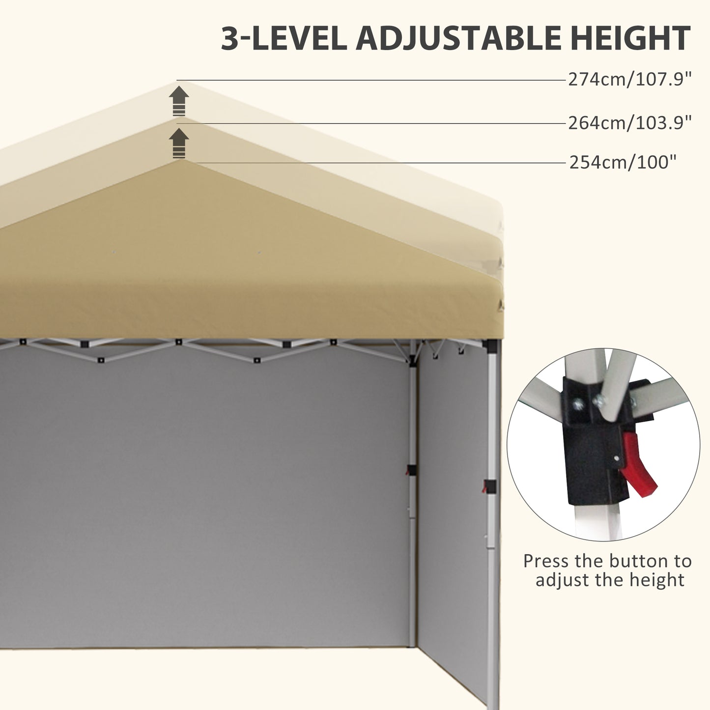 10x10 Pop Up Canopy Tent with Sidewalls and Carry Bag - Beige